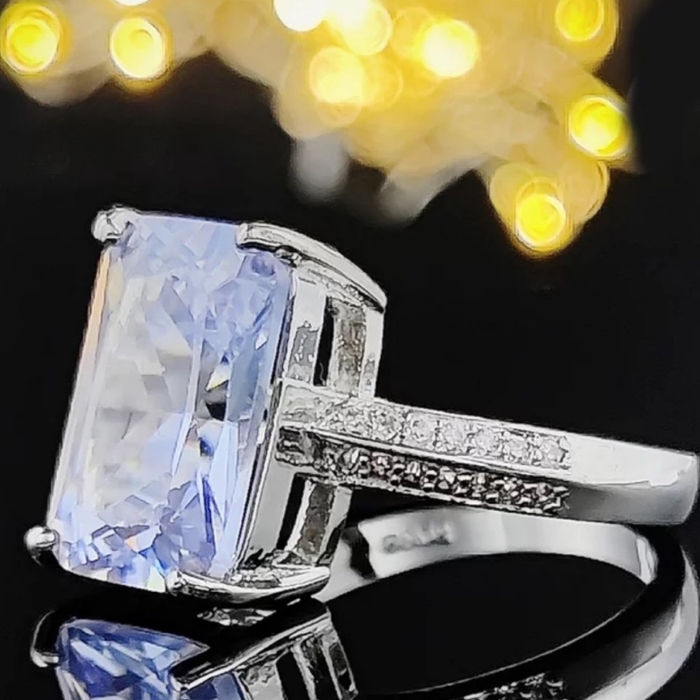 NEW 925 STERLING SILVER LUXURY DIAMOND RING, BEAUTIFUL RING, SHINY RING - Picture 4 of 7